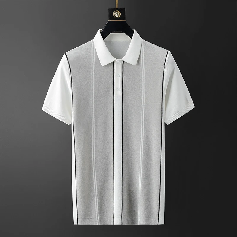 Title 4, New Ice Silk Mens Shirt with Color Matching La...
