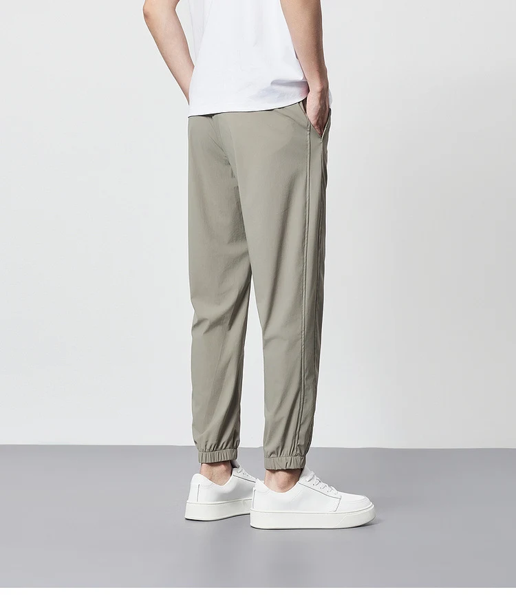 Title 17, Pantaloni casual uomo in seta ghiaccio, sottili...