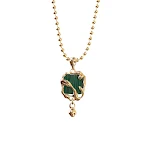 Colar de moda feminino com contas redondas de malaquita quadrada, elegante e charmoso, para um visual sofisticado. — foto 2
