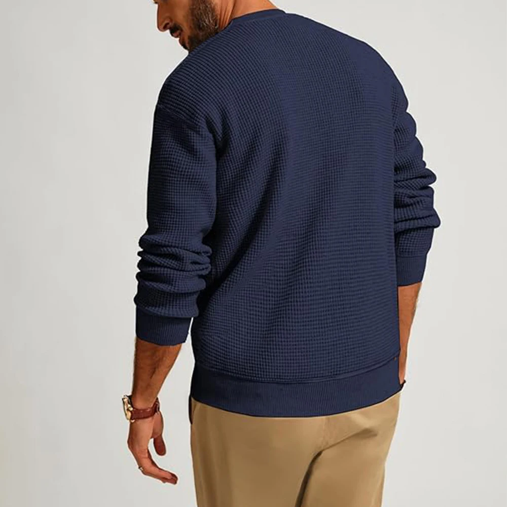 Title 5, Mens Fashion Solid Color Waffle Casual Shirt, ...
