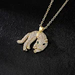 Colar Animal Pingente Tigre Leopardo Leão Hip Hop Cobre Ouro 18K Zircônia, estilo e atitude no seu visual. — foto 5