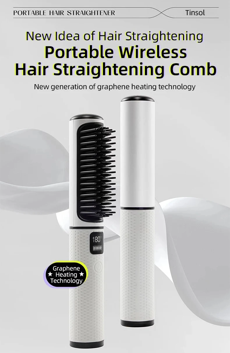 LCD USB Charging Straight Comb with Negative Ions. Dual-use for Straightening and Curling Hair. Broken Hair Finishing. L — photo 16