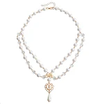 Elegante collar de perlas brillantes de doble capa. Perfecto para realzar tu look con sofisticación y glamour en cualquier ocasión especial. — foto 7