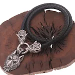 Pingente Aoding de Liga de Zinco Cabeça de Lobo Viking. Joia Nórdica. Amuleto Escandinavo. Presente Ideal para Homens. Estilo Viking e Sofisticação. — foto 1