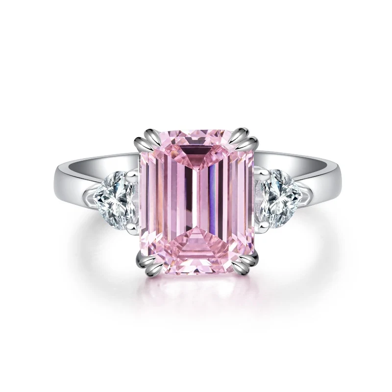 Anel de prata esterlina S925 com corte de pagoda de açúcar cúbico europeu e americano, um anel elegante e sofisticado para mulheres e meninas. — foto 1