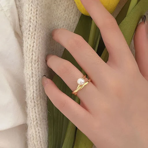 Title 8, Anello con perla in argento sterling 925 stile ...