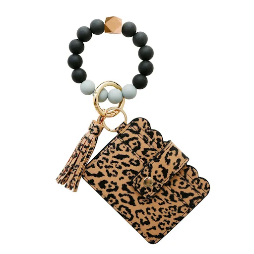 Title 3, PU Tassel Card Case Silicone Bracelet Key Ring