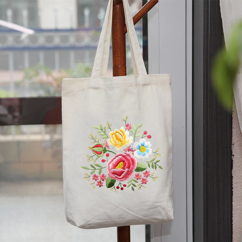 Canvas Bag Embroidered DIY Material Kit Design and create your own unique bag with this easy to use kit including thread — photo 4