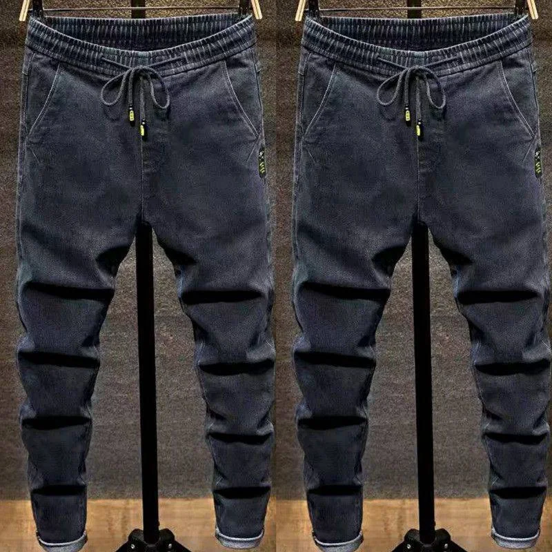 Calças jeans elásticas de outono para homens, tamanho folgado. Conforto e estilo para o seu dia a dia. Perfeitas para um visual casual e descontraído. — foto 4