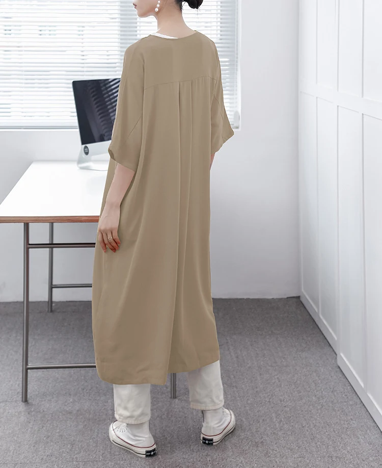 Title 8, Japanese Summer Short Sleeve V-neck Shirt Dress
