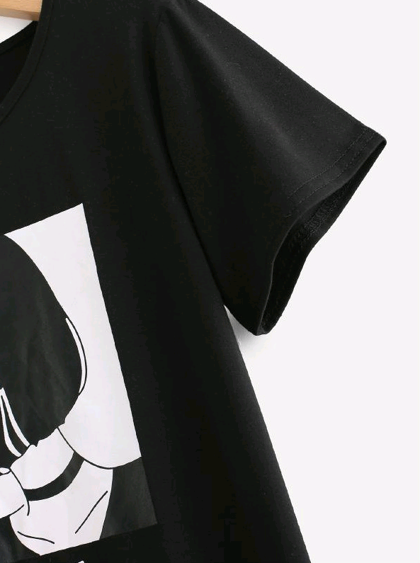 New collar short sleeve girl print T-shirt. Comfortable and stylish, perfect for everyday wear and keeping cool on warm — photo 2