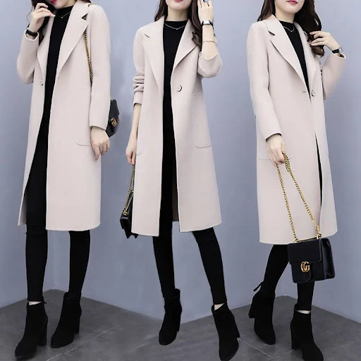 Title 24, Womens Mid-Length Loose Wool Overcoat A comfor...