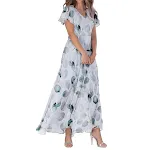 Women's Short Sleeve Printed Chiffon Dress — photo 10