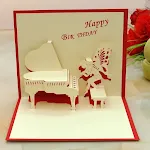 Piano Angel 3D Geburtstagskarte Basteln Sie Ihre eigene Papierpostkarte. Ein kreatives und einzigartiges Geschenk für besondere Anlässe. — foto 1