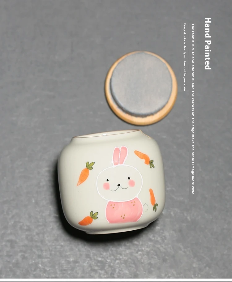Title 2, Hand-painted Cute Rabbit Tea Jar for Household ...