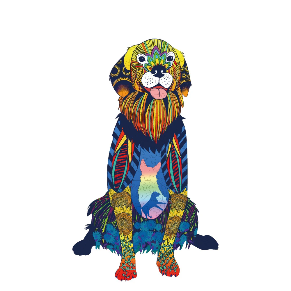 Quebra-cabeça 3D de madeira Alien Lobo Gato Animal, um brinquedo educativo e divertido para crianças, estimulando a coordenação e criatividade. — foto 2