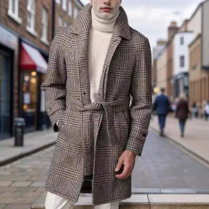 Men's Raglan Sleeve Checked Woolen Coat Fashion, a stylish and comfortable winter coat for men. Perfect for a modern and — photo 7