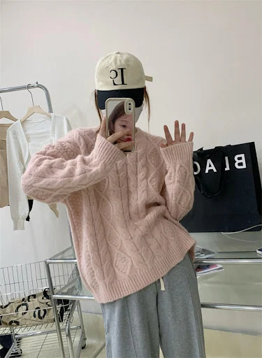 Title 6, Retro-Twist-Pullover für Damen, weich, klebrig,...