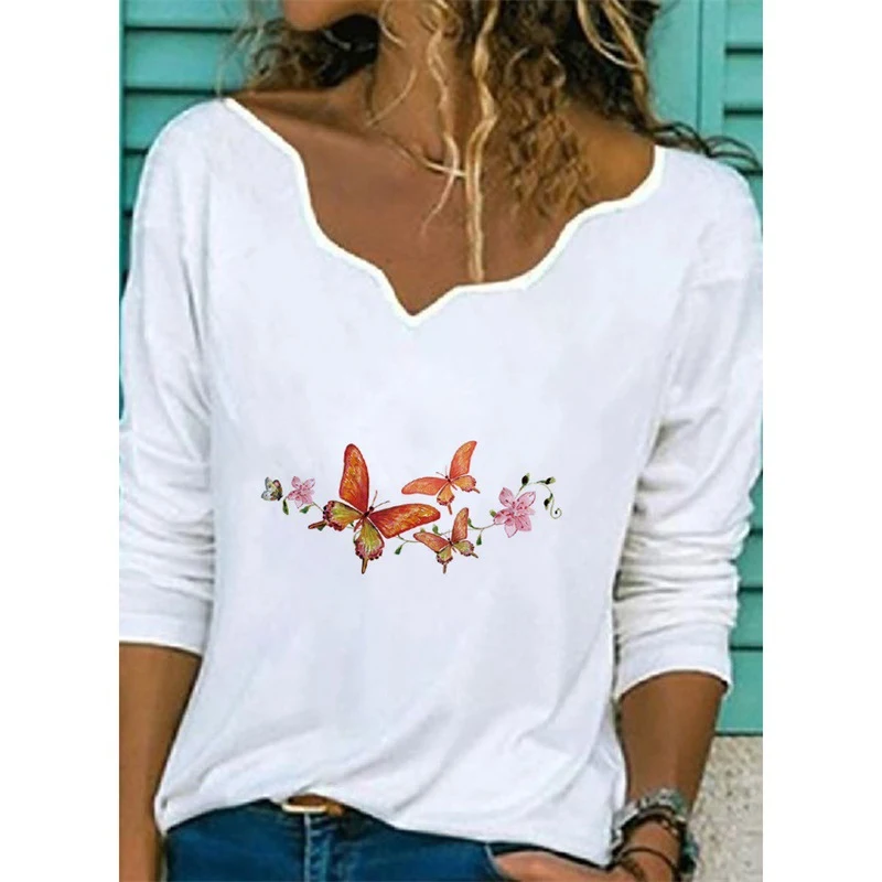 Title 6, Bedrukte T-shirt mode casual plus size top Een ...
