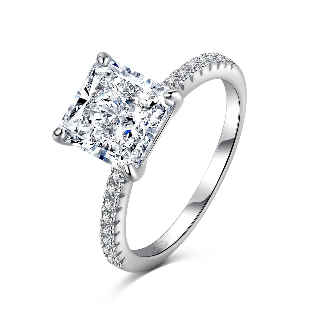 Anel Feminino S925 Prata Esterlina com Zircônia Micro Cravada e Diamantes Completos, Luxo e Brilho Exclusivo — foto 9
