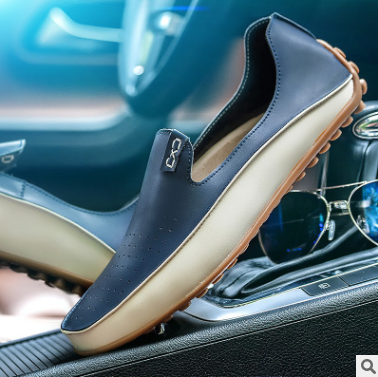 Lente nieuwe heren leren schoenen, mode, set voeten erwten schoenen, driving schoenen, grote maten, stijlvol en comfortabel. — foto 9