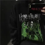 Dark Harajuku Hongkong Style Depressed Devil Print Hoodie Sweater, Unisex, Fleece Lined, Autumn Winter, Loose Fit, Comfo — photo 6