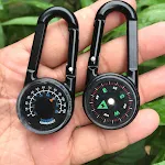Outdoor Camping Double-sided Climbing Button Carabiner Needle With Thermometer perfect for outdoor adventures and precis — photo 11
