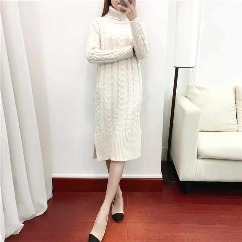 Title 10, High collar loose lazy sweater dress