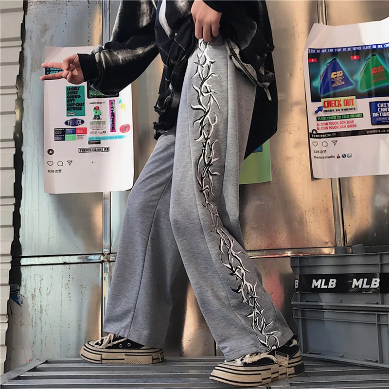 Dark Thorns Printed All-Matching Casual Straight Trousers offer effortless style and comfort. Versatile for any occasion — photo 8