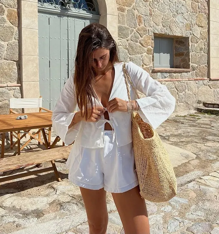 Women's Deep V Bell Sleeve Tied Top, offering a flattering silhouette and stylish look. Perfect for creating both casual — photo 10