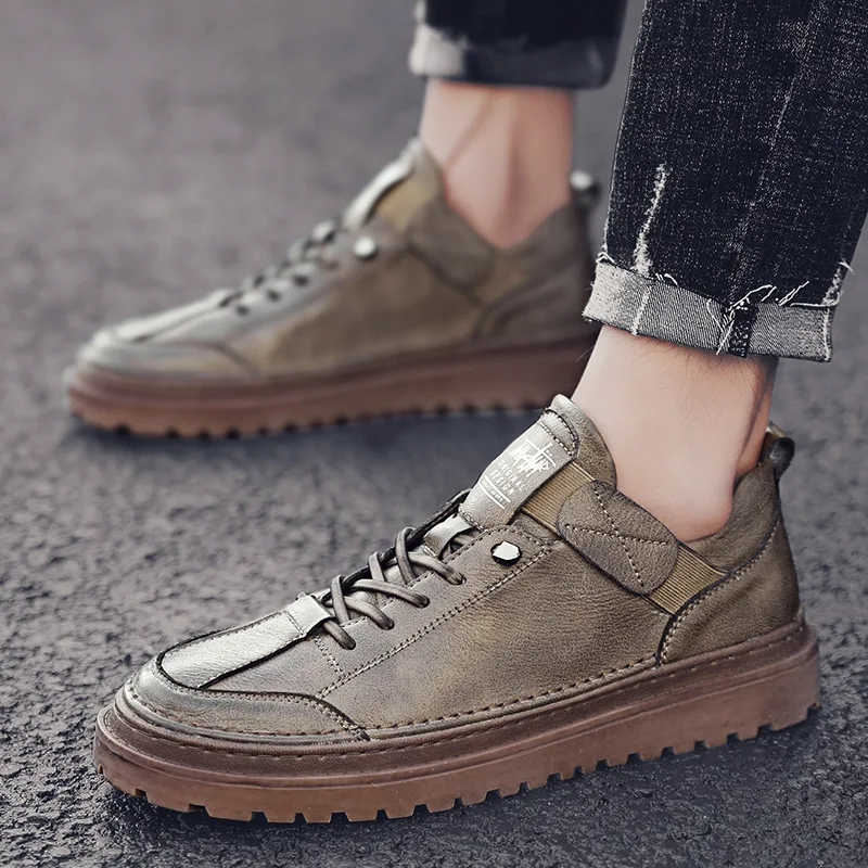 British Style All Match High Top Leather Shoes Men Versatile and Stylish Footwear for Everyday Wear Comfortable and Dura — photo 8