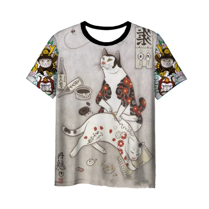 Title 5, Japanese Samurai Cat 3D Digital Printing Mens ...