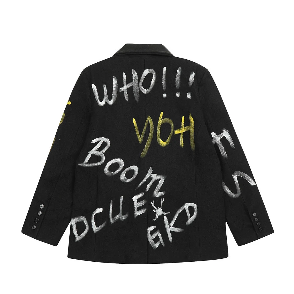Graffiti Letters Printed Trench Coat Men — photo 16