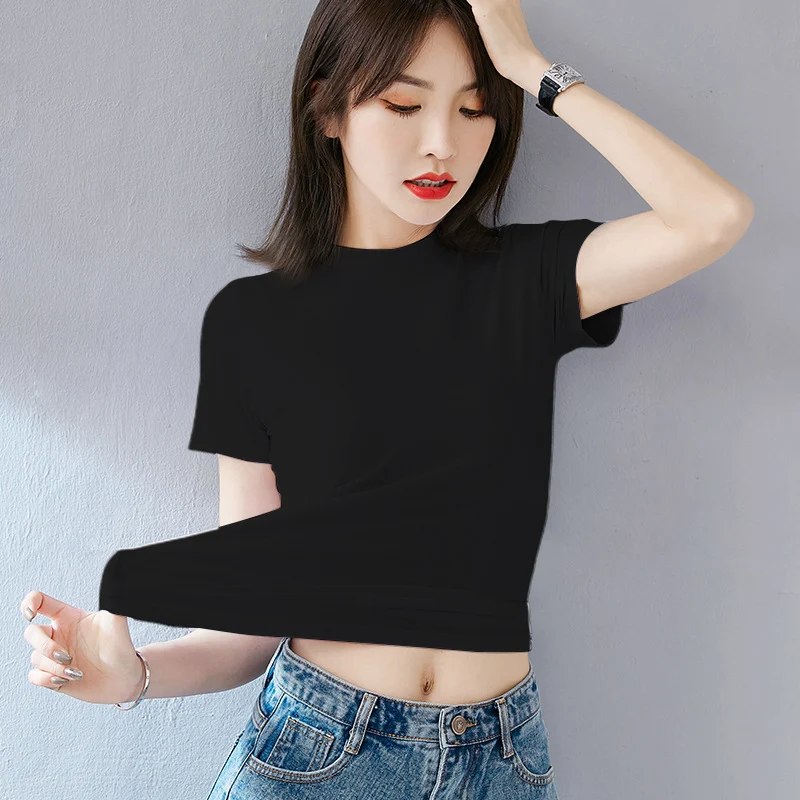 Women's Summer Slim Fit Autumn Korean Style Short Sleeve Cotton — photo 2