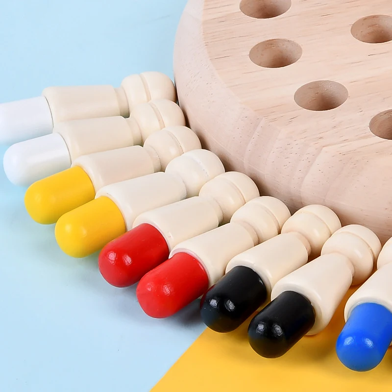 Title 4, Wooden Childrens Pattern Memory Chess. Early e...