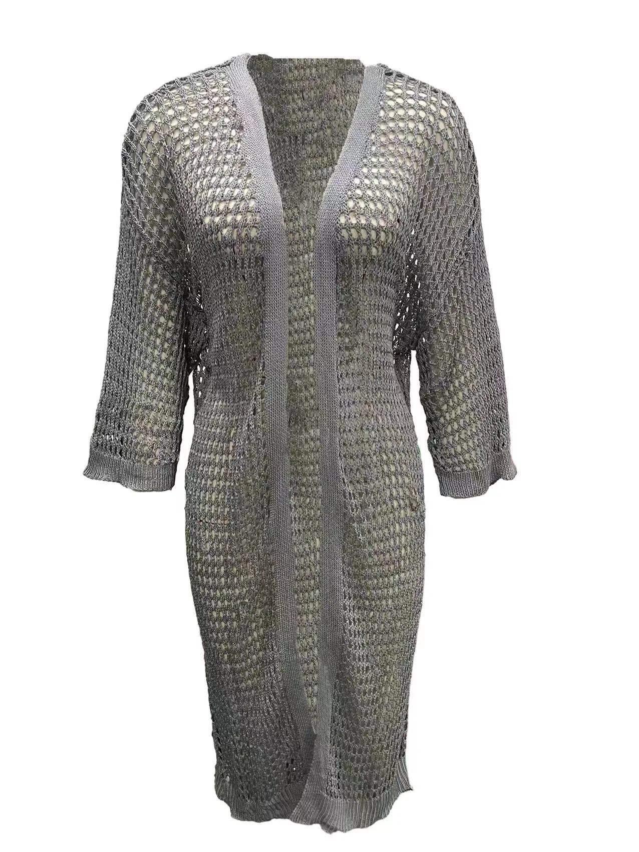 Women's Hollow Knitted Long Cardigan, a lightweight and stylish layering piece. Perfect for casual wear and adding a tou — photo 17