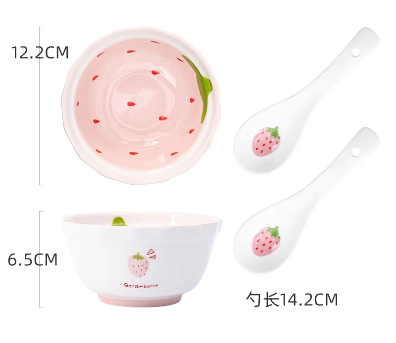 Title 3, Cute Girl Strawberry Series Tableware Cartoon D...