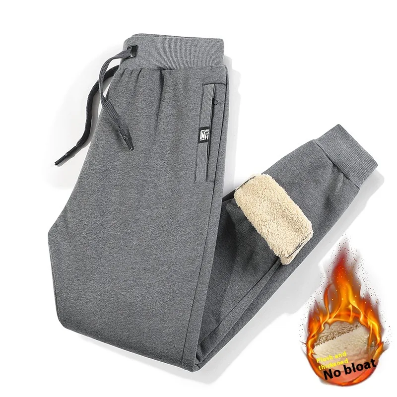 Calças de moletom grossas e forradas com fleece para homens, estilo "Dad", oversized, para conforto e aquecimento em dias frios. — foto 5