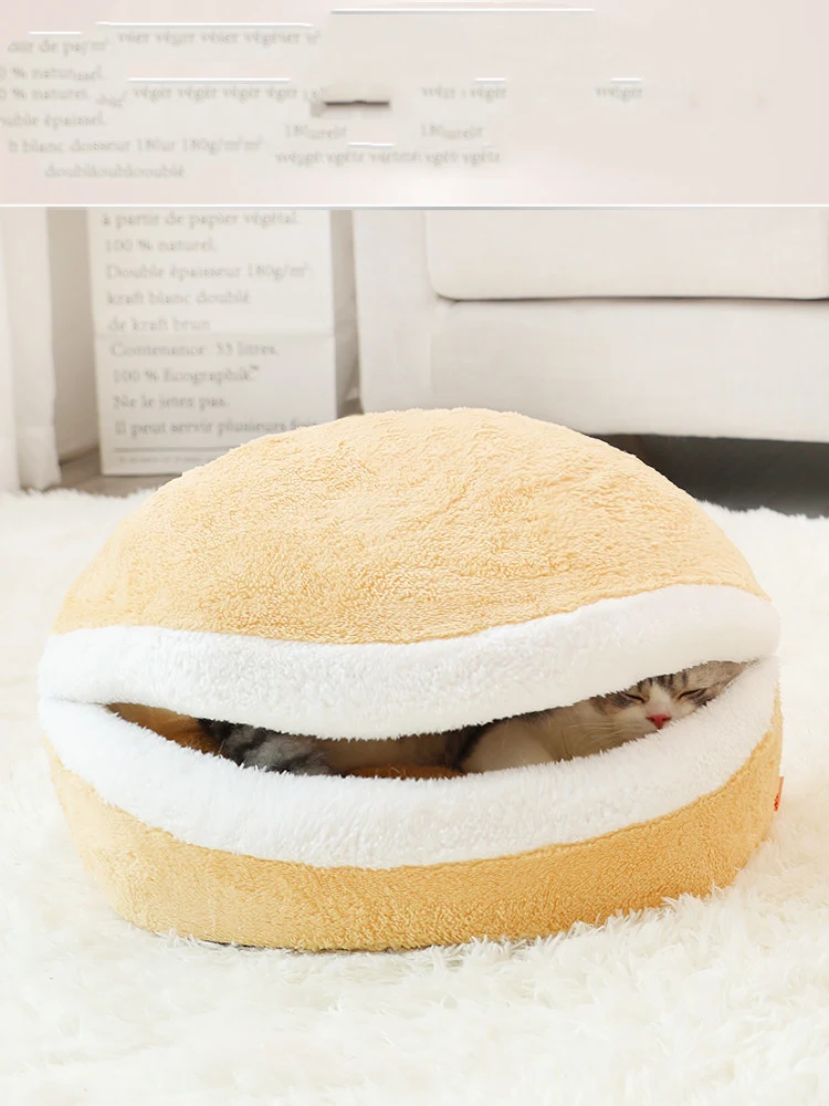 Closed cat litter bed for deep, warm sleep with a net design. Summer pet supplies. Provides a cozy and comfortable sleep — photo 7