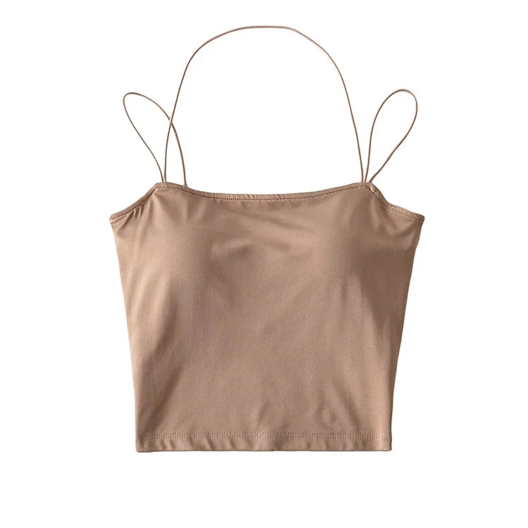 Women's Fashion Simple Pure Color Halter Slim-fit Crop-top — photo 19