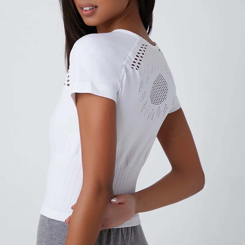 Title 3, Camiseta de yoga clássica feminina vazada de se...