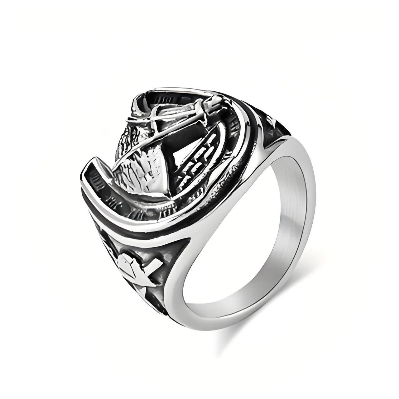 Anel pulseira de aço inoxidável com cabeça de cavalo retro, moda para homens e mulheres. Um acessório estiloso e durável, perfeito para uso diário. — foto 6