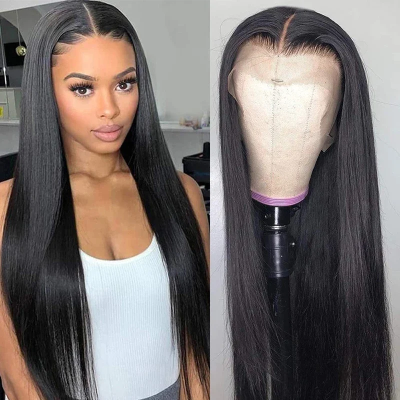 Peruca Front Lace Cabelo Liso Longo Turbante Preto Fibra Química Estilo Natural e Versatilidade Proteção Capilar Ideal — foto 3
