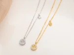 Colar feminino de prata S925 com diamante e elemento de trevo, estilo doce e elegante, corrente delicada para realçar o colo. — foto 4
