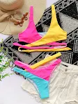 Colorblock strappy bikini for a stylish beach look. Enjoy the sun in comfort and style. Perfect for the beach, pool, and — photo 3