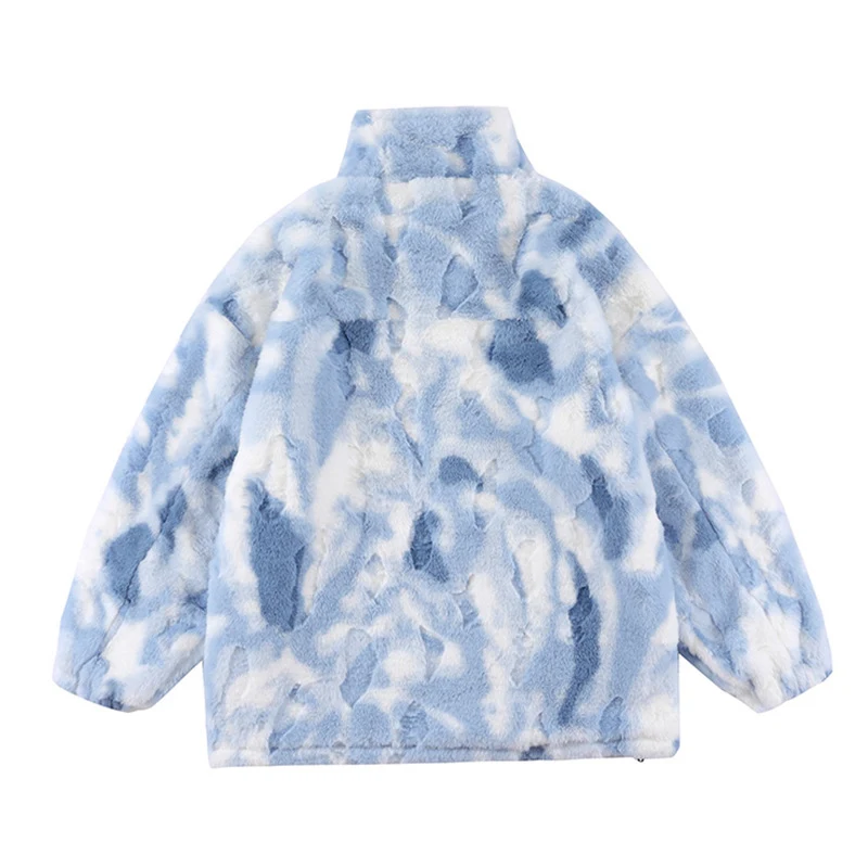 Tie-dyed Polar Fleece Stand Collar Coat Autumn And Winter. Stay warm and stylish with this cozy coat, perfect for cold w — photo 5