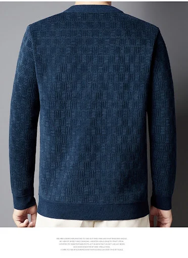 Title 12, Heren Jacquard Lange Mouw Fleece gevoerde Dikke...