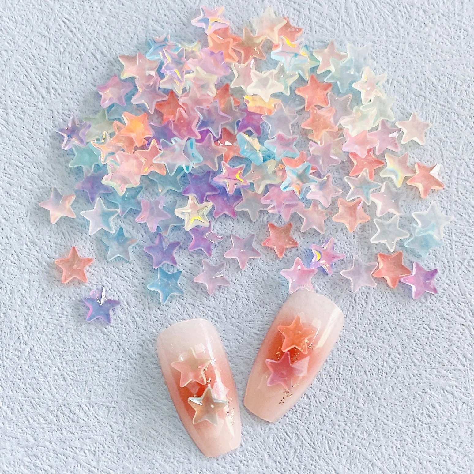 Novo enfeite de unha online, estrela de cinco pontas, transparente, vermelho e colorido. Acessório de resina DIY XINGX, fresco e colorido para unhas estilosas. — foto 13
