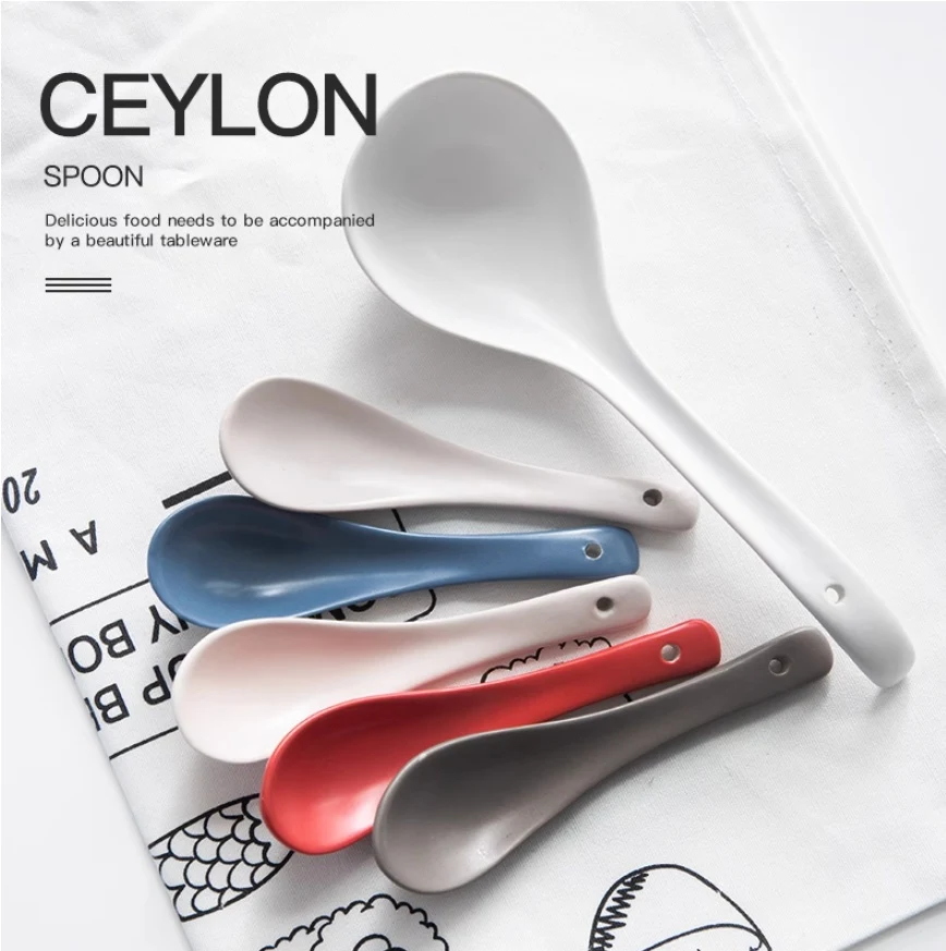 Title 1, Ceramic Household Matte Small Spoon Perfect for...