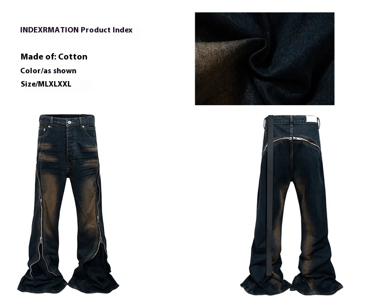 Title 2, Washed distressed double-open loose zip flared ...